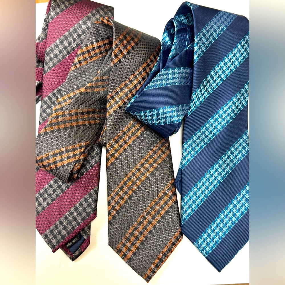 Upgrade your Tie game, with Elegant Silk Striped Ties Set - Blue, Gray, Burgundy